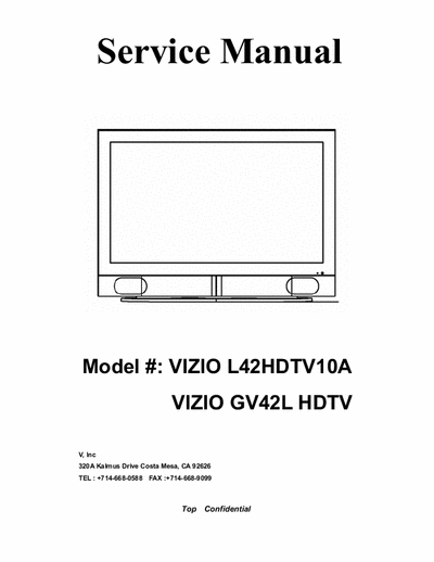 Vizio GV42L_HDTV VIZIO GV42L_HDTV Service Manual